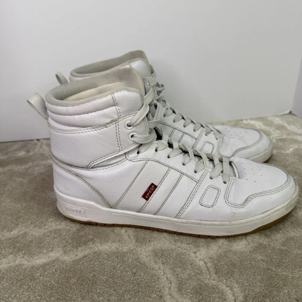 Levi's White High Top Sneakers‎ Size 8.5 Men's Shoes Preowned